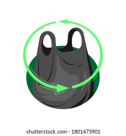 plastic bag recycling concept flat design vector illustration. simple style of logo, emblem, symbol, sign
