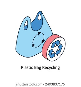 Icono de estilo isométrico de reciclaje de bolsas de plástico. Símbolo sobre fondo blanco EPS 10 Archivo 