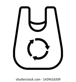 Plastic bag recycling. Reduce plastic use, campaign. Stroke outline style. Vector. Isolate on white background.