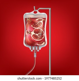 Plastic bag with red pomegranate