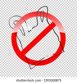plastic bag and red prohibition sign No on transparent background