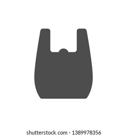 plastic bag silhouette black vector icon. isolated on white background. plastic pollution problem