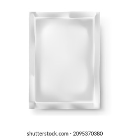 Bolsa de plástico o embalaje de plata. Aperitivos. Bolsa de alimento para aceite contenedor de polietileno. Ilustración del vector