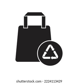 Plastic bag with triangle rotation arrow recycle sign, recycling plastic bag icon, Isolated on white background, Vector illustration