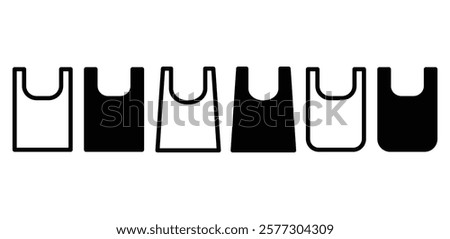 plastic bag vector design icon symbol simple outline and black filled color illustration sets