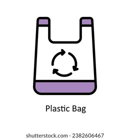  Vector de bolsa plástica Ilustración de diseño de contorno relleno. Símbolo del archivo EPS 10 de fondo blanco 
