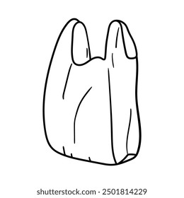 Plastic bag vector icon in doodle style. Symbol in simple design. Cartoon object hand drawn isolated on white background.