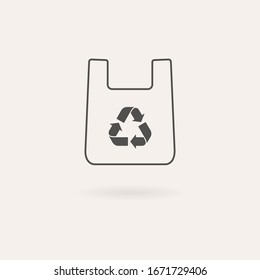 Plastic bag vector icon. Zero waste eco concept. Recycle Eco-friendly green sign. Simple shape flat design isolated on white.