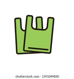 Plastic bag vector illustration with simple design isolated on white background. Plastic bag icon with filled line design 