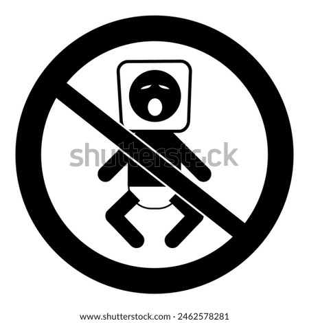 Plastic bag warning sign icon, danger of suffocation. To avoid the danger of suffocation, keep away from babies and children, vector illustration.