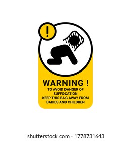 PLASTIC BAG WARNING SIGN SYMBOL ICON VECTOR