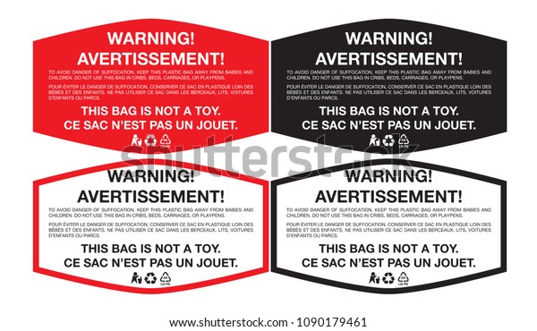 Plastic Bag Warning Sticker Lowdensity Polyethylene Stock Vector ...