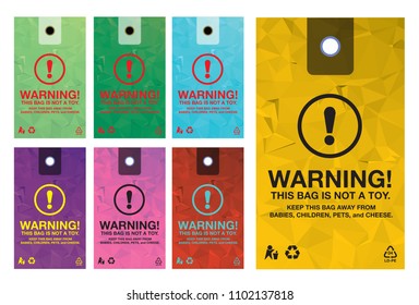 Plastic Bag Warning Tag with Low-density polyethylene Sign LD-PE 04, Vector EPS 10