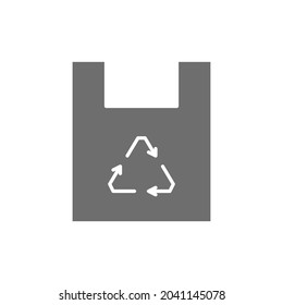 Plastic bag, waste recycling, trash grey icon.