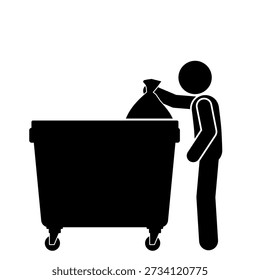 Plastic bag waste thrown into trash bin.
