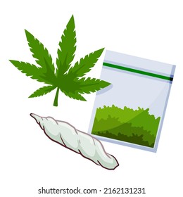 Plastic Bag With Weed. Packaging With Cannabis