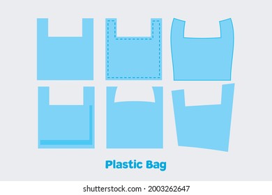 Recogida de bolsas plásticas - ilustración vectorial. Símbolos de polibolsa o iconos sobre fondo blanco aislado. 