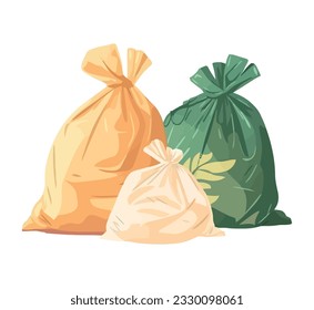 Plastiktüten mit Müll auf Weiß