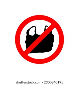 Bolsas de plástico prohibidas, información interdictiva ilustración de carteles sobre fondo blanco.. eps