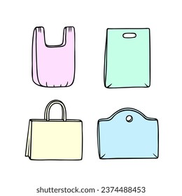 plastic bags. Vector Illustration for printing, backgrounds, covers and packaging. Image can be used for greeting cards, posters, stickers and textile. Isolated on white background.