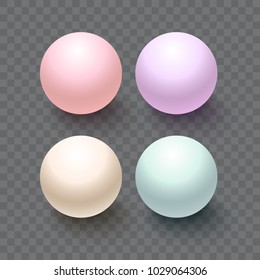 Plastic ball isolated ontransparent background. Set of realistic vector pearls for design