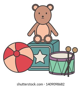 plastic balloon with teddy and toys