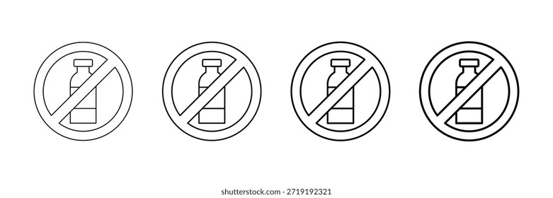 Conjunto de Vectores de plástico Ban Icons en diferentes estilos de línea de carrera