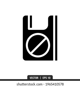Plastic Ban Silhouette icon vector, illustration logo template in trendy style. Suitable for many purposes.