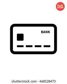 Plastic bank card Icon Flat Style Isolated Vector Illustration