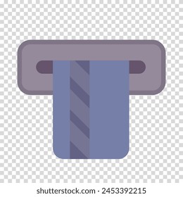 Tarjeta bancaria de plástico hace pagos, repone saldo, finanzas, negocio, diseño plano, Imagen simple, estilo de dibujos animados. Concepto de retiro de dinero. Icono de línea de Vector para negocios y publicidad