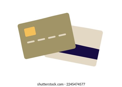 Plastic bank credit, debit card from both front and back sides. Electronic money, finance tool with security chip, magnetic stripe, abstract data. Flat vector illustration isolated on white background