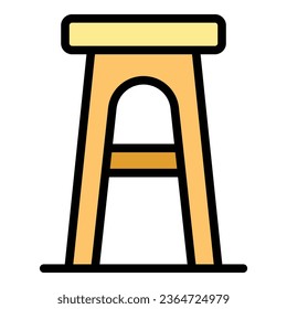 Vector de contorno de icono de barra de plástico. Café retro. Color de la mesa del bistro