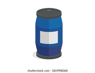 Plastic barrel drum. Simple flat illustration