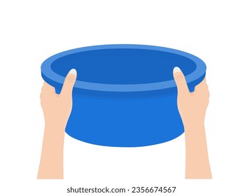 Plastic basin on white background.