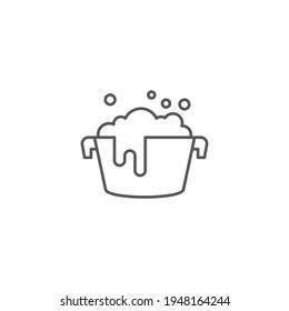plastic basin with soap suds icon isolated background. Bowl with water. Washing clothes, cleaning equipment. Vector Illustration