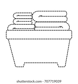 plastic basket with clothes