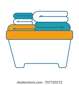 plastic basket with clothes