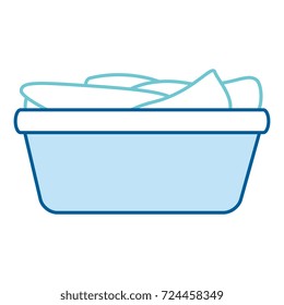 plastic basket with clothes