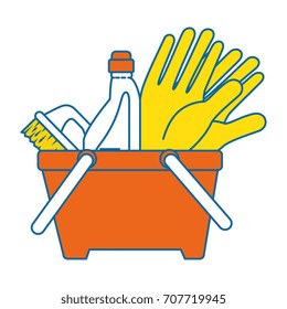 plastic basket with laundry products