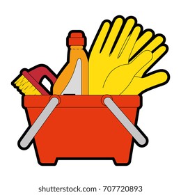 plastic basket with laundry products