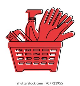 plastic basket with laundry products