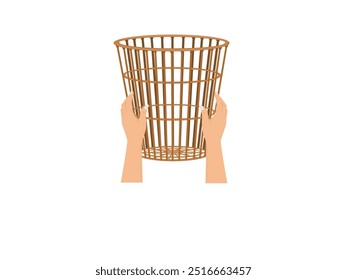 Cesta de plástico sobre fondo blanco.