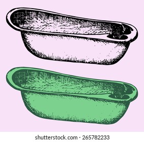 plastic bathtub, doodle style, sketch illustration 