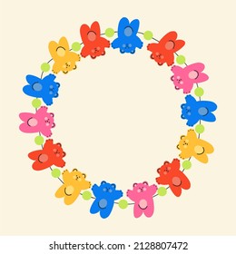 Plastic beads in the style of the 90s. Gummy bears. Hand drawn vector illustration.