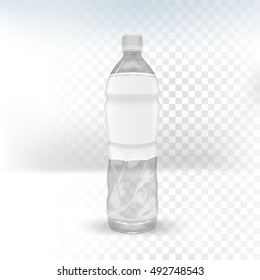 plastic beverage bottle with blank label isolated on transparent background