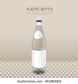 plastic beverage bottle with blank label isolated on transparent background