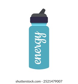 Plastic bicycle water bottle in flat design. Cycling container accessory. Vector illustration isolated.