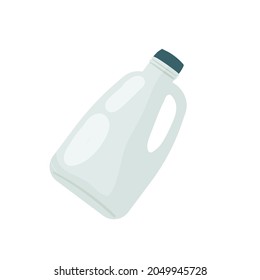 Plastische große Flaschencontainer, Müllcontainer verschmutzende Umwelt, Umweltverschmutzung, Umweltproblem, Vektorgrafik. Kartoon-Plastikflasche, Verpackung für Flüssigkeiten einzeln auf Weiß