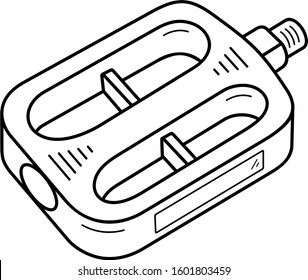 Plastic bike pedals. Vector outline icon.