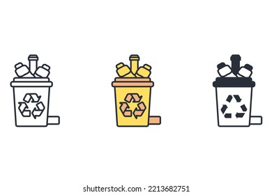 plastic bin thin line icons. Vector illustration isolated on white. Editable stroke